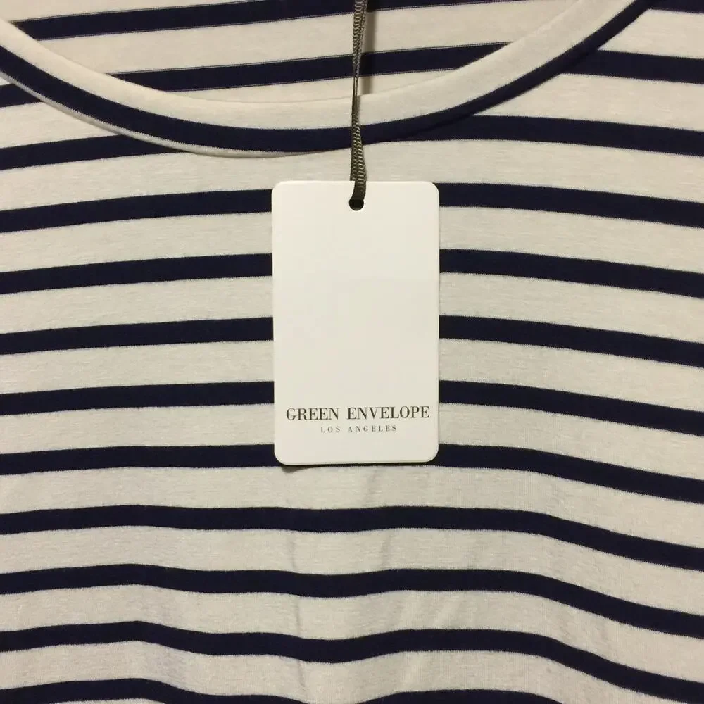 Green Envelope Black White striped Women's tank top size S NWT - Picture 4 of 5